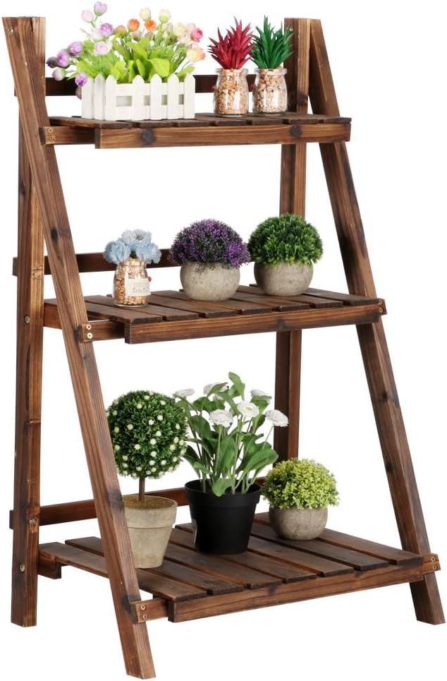Topeakmart 5 Tier Bathroom Bamboo Wood Tower Shelf Kitchen Organiser Shelving Storage Shelves Unit by Topeakmart