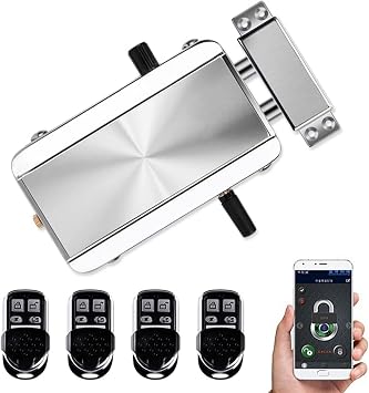 Electronic Deadbolt Door Lock, High Quality Anti-Theft Remote Deadbolt Door Lock Zinc Alloy Remote Lock for Door with 4 Remote Control for Home Office - RemotesTTLockBluetooth Unlocking