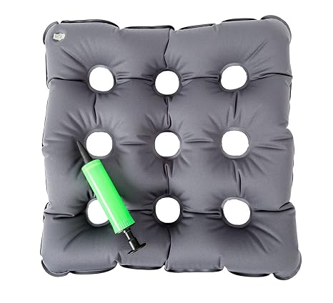 Air Inflatable Seat Cushion 19"x19" PVC, Coccyx Seat Cushion for Bariatric,Wheelachair, Office Chair. Medical Cushion Helps Relieve Tailbone, Sciatica Pain and Back Suppor