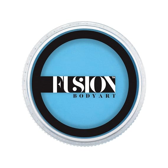 Fusion Body Art Pro Face Paint | Prime Light Blue (32gm), Professional Quality Water Activated Face and Body Paint Supplies Single Makeup Cake Hypoallergenic, Non-Toxic, Safe, Vegan