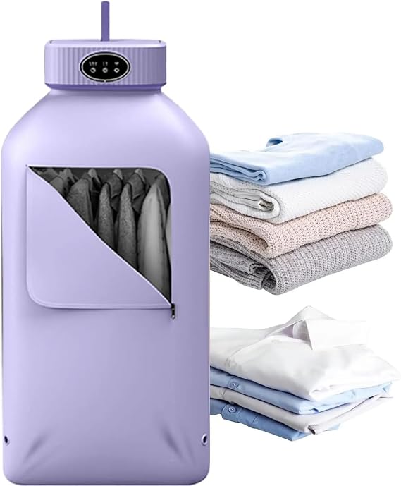 Portable Dryers for Apartment, Electric Clothes Drying Machine with LCD Touch Screen, 360C Circul Ation Drying and 2 Level Strong Adjustable, Intelligent Timing Design and Easy To Carry, For Home