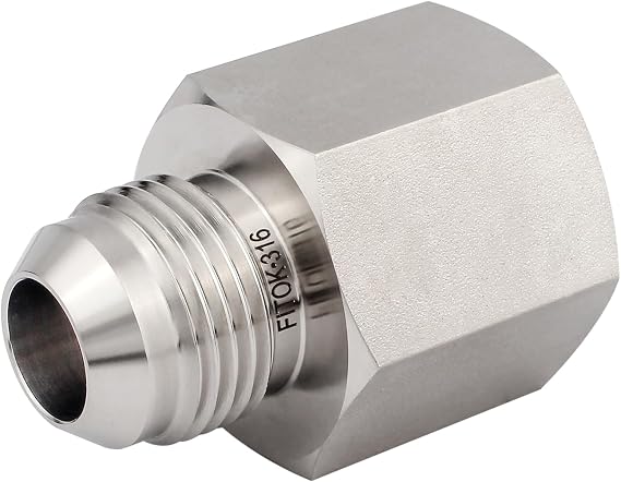 37 Degree Flared Tube Fitting 1/2" Male JIC 1/2" Female NPT 316 Stainless Steel Female Connector 4500 psi, SS-CF-AN8-NS8