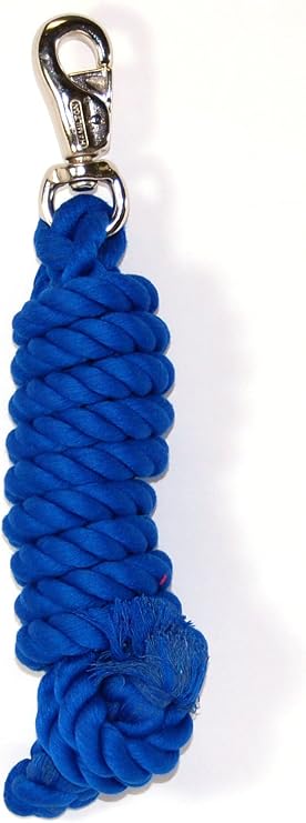 Hamilton 3/4" x 10' Cotton Horse Lead Rope with Bull Snap, Blue | Barn Horse Tack for Daily Use, Nickel-Plated Hardware, Comfortable and Durable, Long-Lasting