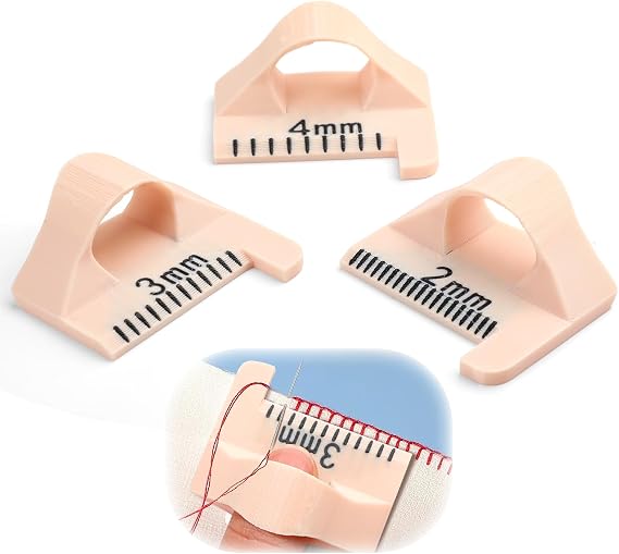 3pcs Sewing Finger Ruler, Finger Stitching Rulers Edge Stitch Lock and Sewing Gauge Sewings Measuring Gauge Template Kit 3 Sizes 2/3/4mm DIY Stitching Guide Tool for Sewings Beginners