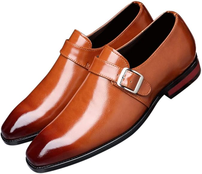 Santimon Mens Dress Shoes Moccasins for Men Slip On Leather Monk Straps Shoes Smoking Slipper Classic Vintage Loafers
