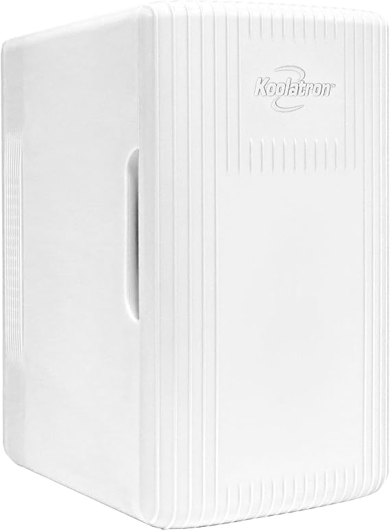 Koolatron Retro 6L Mini Fridge For Bedrooms Small 12V Portable Cooler Warmer Refrigerator 8 Can Table Top Quiet Mini Fridges For Skincare Food Drinks Kids Home Car & Travel White [Energy Class A]