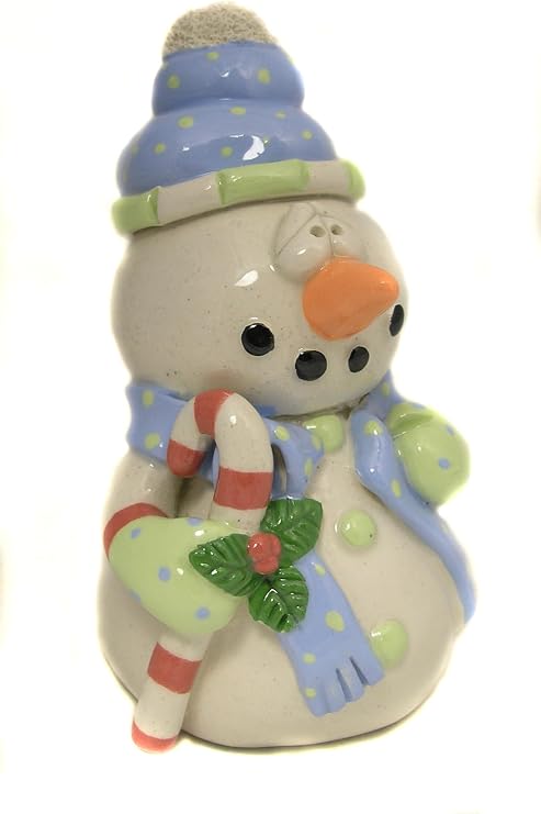 Gail Lyman Creations Christmas Collectibles - Ceramic Snowman with Candy Cane