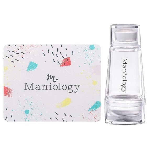 Maniology Mini Dual-Ended Clear Nail Stamper with Scraper Card | Transparent Silicone Stamper for Precise Nail Design Placement, Essential Nail Art Stamping Tool