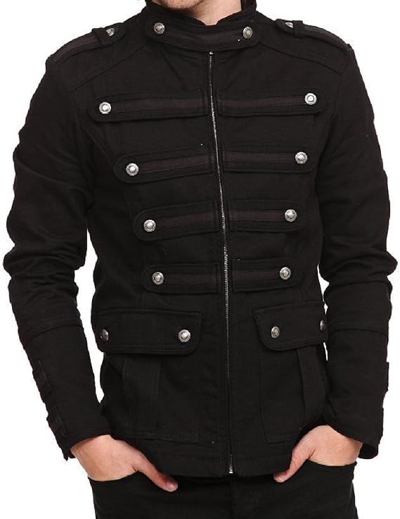Gothic Master Black Gothic Steampunk Military Pea Coat Jacket
