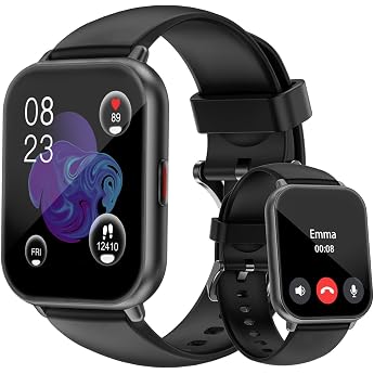Smartwatch Women Men with Bluetooth Phone Function 1.85 Inch HD Display Fitness Tracker Smart Watch Fitness Watch with Pedometer 110+ Sports Modes Heart Rate Monitor Sleep Monitor Compatible for iOS