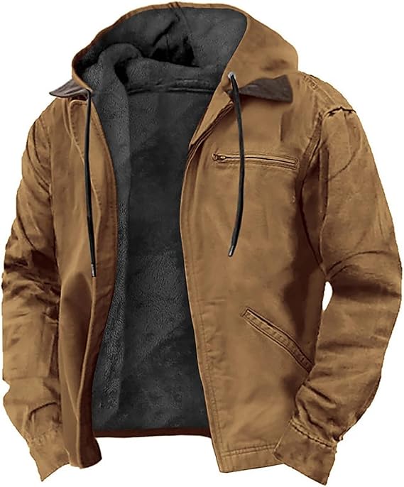 Fake Leather Jacket Suede Jacket Men's Faux Mouton Jacket with Interior Lining Motorcycle Biker Jacket Thick Large Size Vintage Solid Color Thermal Men's Clothing Bomber Jacket Autumn Winter