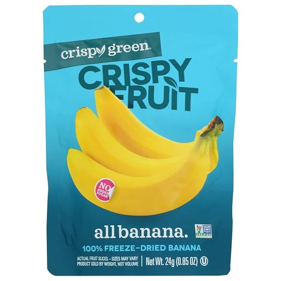 Crispy Green 406399 0.85 oz Banana Dried Single-Serve Snack- Pack of 12