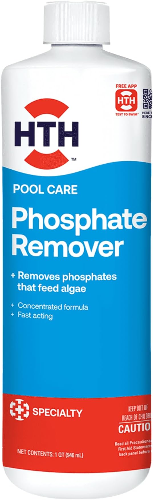 HTH 87322 Phosphate Remover Swimming Pool Chemical, 1 qt