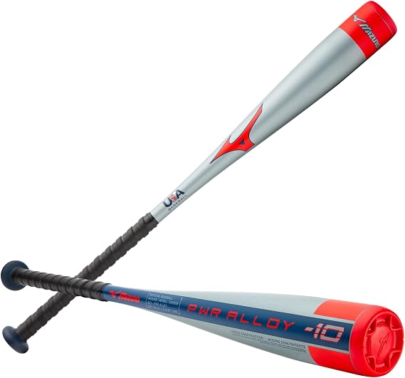 Mizuno PWR ALLOY -10 USA Youth Baseball Bat | 2 5/8 inch Barrel | 1 Piece Aluminum | Aerospace Grade Alloy | Multiband Barrel | Cushioned Grip