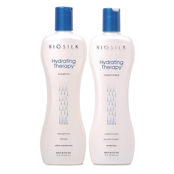 BioSilk Hydrating Therapy Shampoo & Conditioner, Replenishes Hair Moisture & Coarse Hair, Sulfate, Paraben, Cruelty-Free, 12 Oz (2 Count)