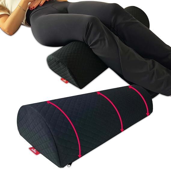 Knee Pillow for Back Sleeping, Bolster Pillow, Black 20 in | Versatile massage bolster provides comfortable under knee pillow support with a non-slip base for stability.