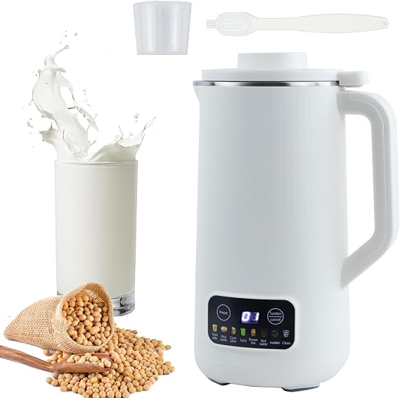 Soy Milk Maker Machine,20Oz Automatic Nut Milk Maker with 10 Blades,Smart Cold and Hot Dairy Soybean/Oat/Maker Machine,Soup Maker with Delay Start/Keep Warm/Self-Cleaning/Filtering(White)