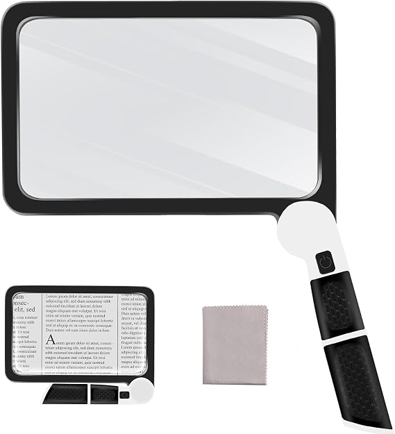 5X Magnifying Glass with Light, Full Page Reading Magnifier,Black