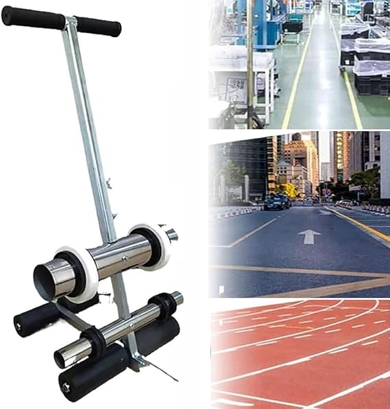 NYMFEA Road Marking Machine Hand-Push Tape Sticking Machine Lane Marking Applicator with Rubber Roller, Manual Floor Tape Applicator for Driveway Asphalt or Concrete