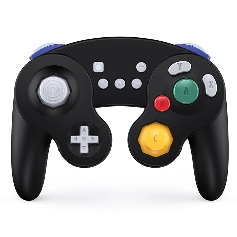 EXLENE Gamecube Controller Switch, Wireless Switch Pro Controller for Nintendo Switch/Lite/PC/Android/iOS/Steam, Support Wake Up, Motion, Adjustable Rumble, Turbo & Auto Turbo (Upgraded, Black)