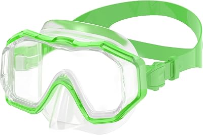 Bairuifu Kids Swim Goggles Snorkel Mask, Latest 3-Window Lens Wide Vision, Crystal Clear, Swimming Goggles Soft Nose Cover