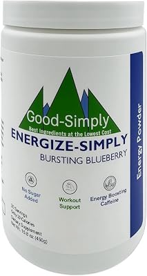 Energize Bursting Blueberry Energy Powder | Natural Caffeine Powder with Blueberry Extract | Energy Supplements for Workouts | Zero Sugar Electrolytes Powder for Muscle Recovery