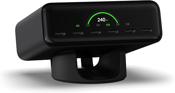 Satechi ChargeView 140W GaN Charger, Live Power Display, Space Black