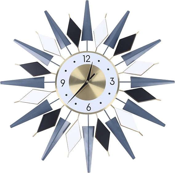 23.6 inch Wall Clock with Silent Movement,Metal Crystal Quartz Mid-Century Instruments Wall Clocks, Star Wall Clocks for Living Room Kitchen Office