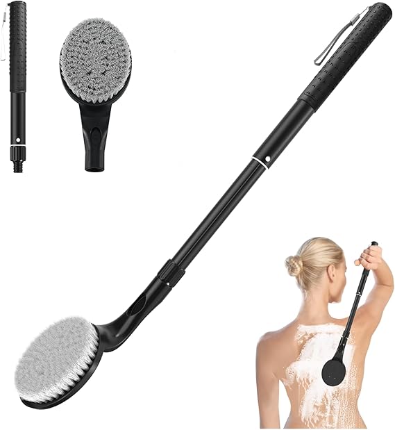Back Scrubber for Shower,26" Long Handle Shower Brush for Body Exfoliator and Deep Clean,Back Brush for Shower for Men,Women and Elderly