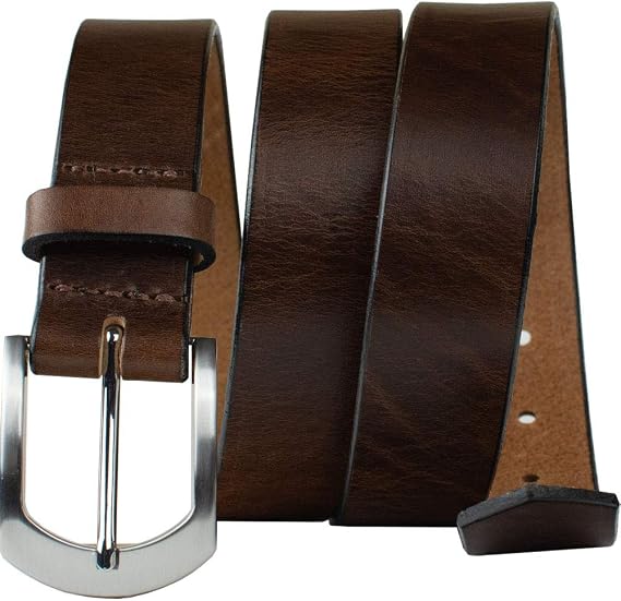 Stone Mountain Brown Belt - USA Made Genuine Top Grain Leather Belt with Certified Nickel Free Buckle