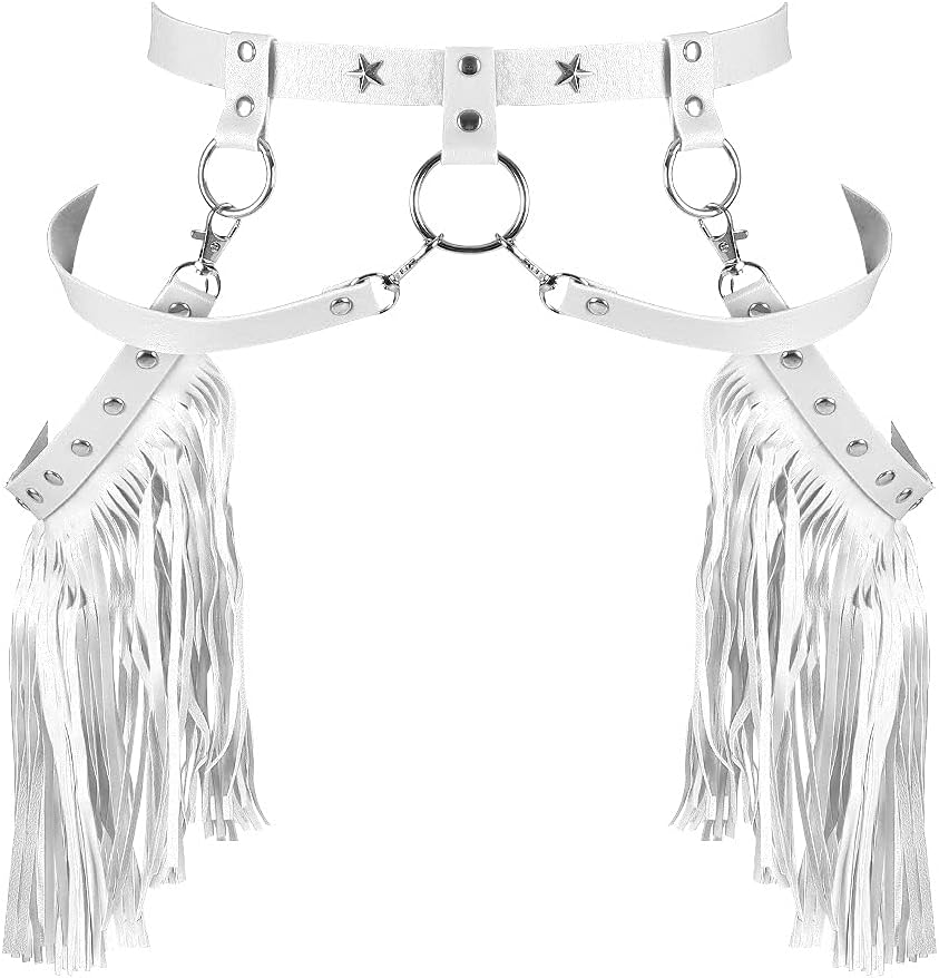 Womens Leather Body Harness Punk Tassel Belt Punk Gothic Belt Dance Carnival Costume Accessories