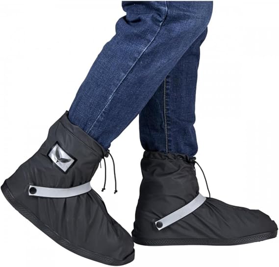Waterproof Rain Cover Boot Non-Slip Shoe Covers with Zipper and Reflector Heavy Duty Reusable Rain Boots for Men Women