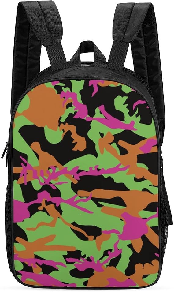 Double-Sided Wear Backpack Personalized Casual Daypack Primary School Bookbag Camouflage Colorful