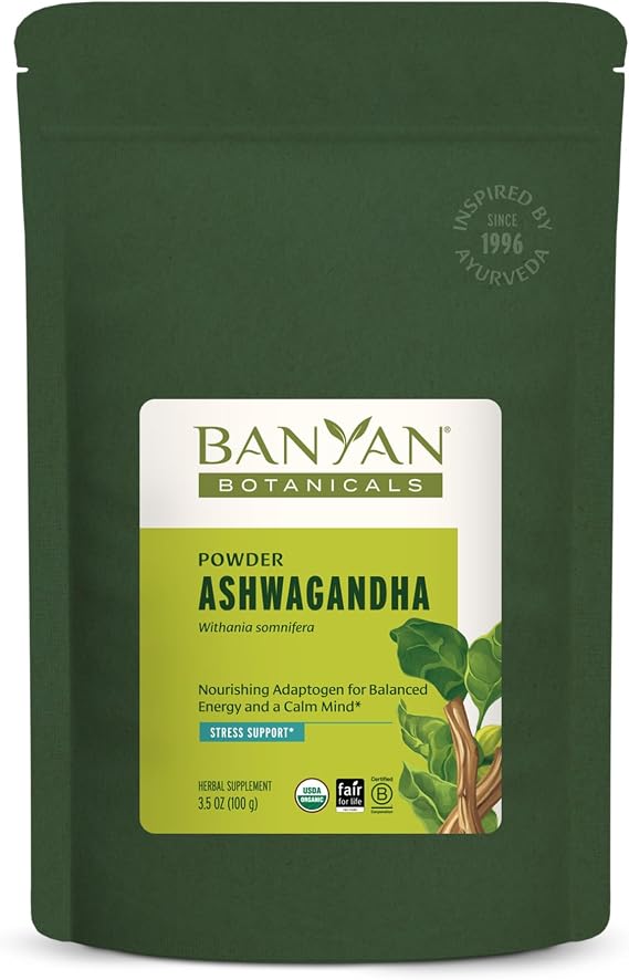 Banyan Botanicals Ashwagandha Powder Organic Ashwagandha Root Renowned Herbal Adaptogen for Natural Energy Support and Stress Support 3.5oz Non-GMO Sustainably Sourced Vegan