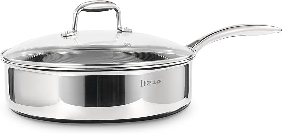 DELUXE 5 Qt Hybrid Ceramic Nonstick Deep Saute Frying Pan & Lid