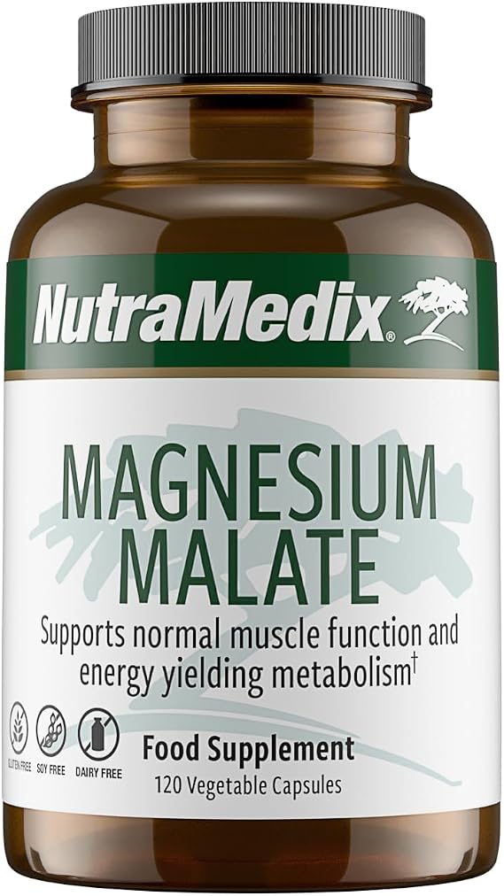 NutraMedix Magnesium Malate, Non-GMO & Gluten-Free Magnesium Supplements (120 Vegetarian Capsules)