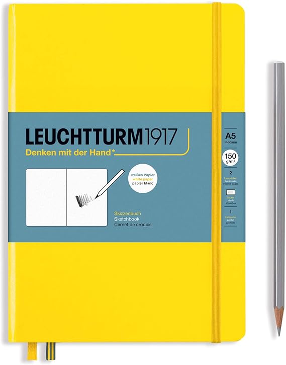 Leuchtturm1917 - Medium A5 Hardcover Sketchbook (Lemon) - 112 Pages of 150g/m2 Paper