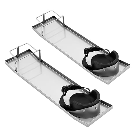 2-Piece Concrete Knee Boards, Stainless Steel Slider Kneeler Board with Concrete Knee Pads & Board Straps, Concrete Sliders Pair Moving Slider Built-In Toe Brackets for Concrete Finishing, 30*8*4In