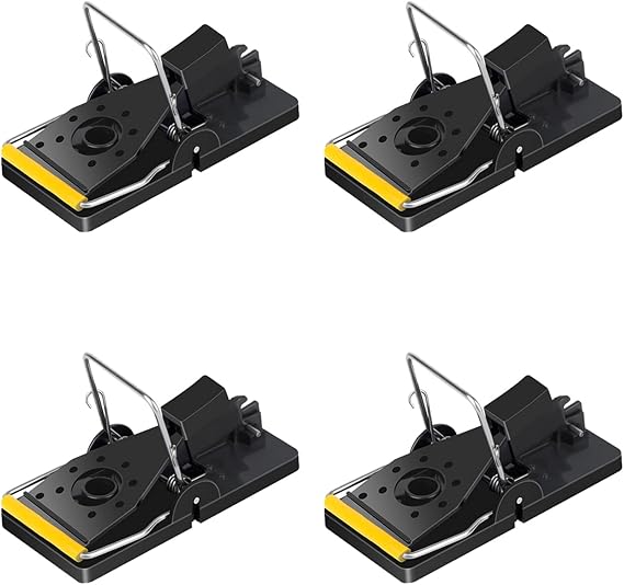 Mouse Trap, 4 Pack Heavy Duty Reusable Snap Traps that Kill Instantly, High Sensitive Mice Catcher UK, Safe and Effective Rodent Trap for Indoors and Outdoors, Easy Set-up & Clean