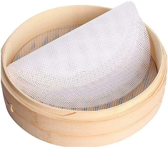 Stohua 5 pcs Non Stick Silicone Steamer Liners Mesh Mat Round Pad for Bamboo Steamer, Reusable,Flexible-11" Diameter