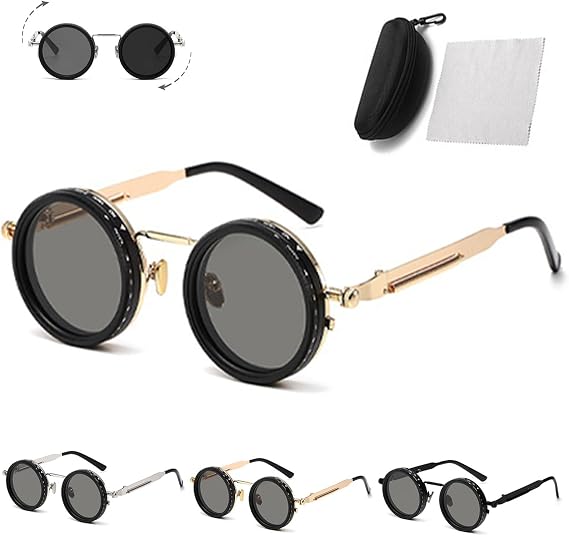 Adjustable Tint Rounded Polarized Lenses Retro Sunglasses, Adjustable Tint Sunglasses with ND Filter for Men Women
