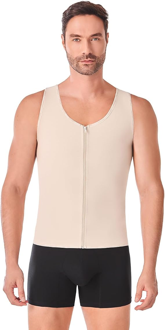 Ann Chery 2034 Mens Powernet Compression Vest | Abdominal Control, Back Support, and Posture Correction | Mens Shapewear