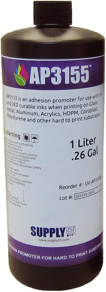 Supply55 AP3155 Adhesion Promoter for Hard to Print Substrates; Glass, Alum, Acrylic, Metal, Liter Bottle. Do Not Ship by Air Service.