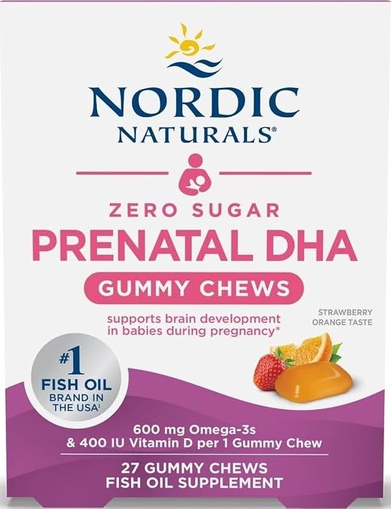 Nordic Naturals Zero Sugar DHA Prenatal Gummies + Vitamin D3-27 Count | Prenatal Gummies with Omega-3 DHA & Vitamin D3 - Supports Baby's