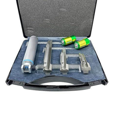 Veterinary Anesthesia Laryngoscope Set, Fiber Optic Laryngoscope for Pets, Suitable for Animals Cats and Dogs (3 Lenses, LED Light Source)
