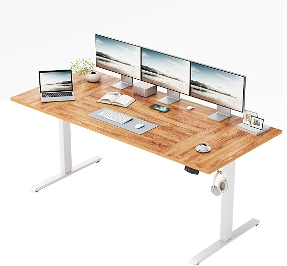 Klicelor Height-adjustable desk 160 x 80 cm with 2 storage spaces
