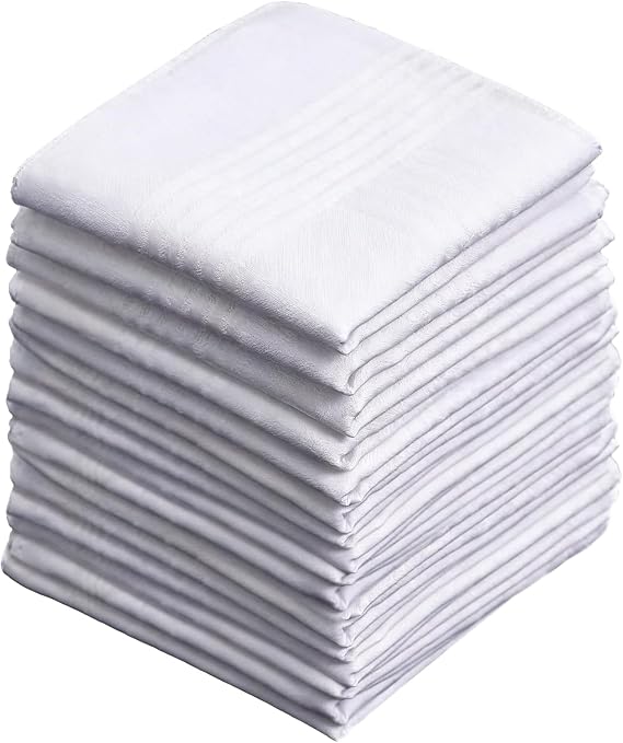 15 Pcs Cotton Handkerchiefs, Soft Reusable Hankies for Men Absorbent Fabric, Gentle Skin-Friendly Texture, Eco-Friendly Daily Essentials for Formal Events