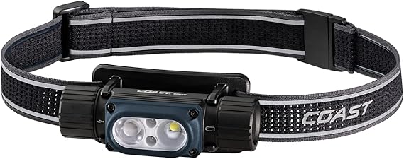 Coast WPH30R 1500 Lumen Waterproof Ultra Bright IP68 USB Rechargeable-Dual Power Headlamp, 5 Modes with Spot and Flood Beams, Blue/Black