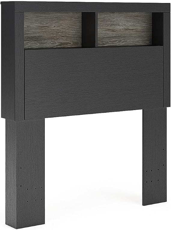 Signature Design by Ashley Ryderton Twin Bookcase Headboard, Black/Gray