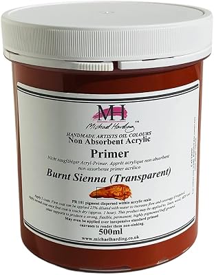 Michael Harding, Non-Absorbent Acrylic Primer, Burnt Sienna Transparent, 500ml, NAAPBST5